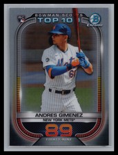 2021 Bowman Baseball #BTP-89 Andres Gimenez Chrome Bowman Scouts Top 100 NY Mets