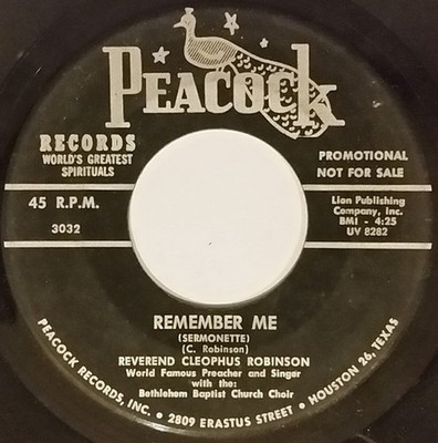 Reverend Cleophus Ro - Remember Me Sermonette / Trouble Don - Promo - G8100z