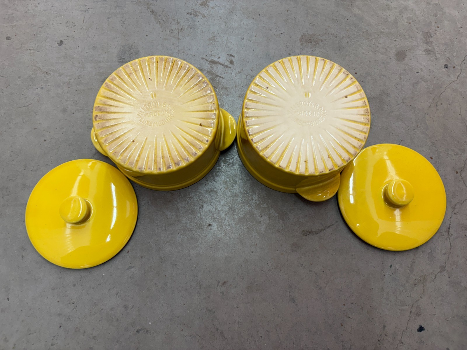 Villeroy & Boch Yellow Covered Casserole Dishes Set of 2 Made Luxembourg