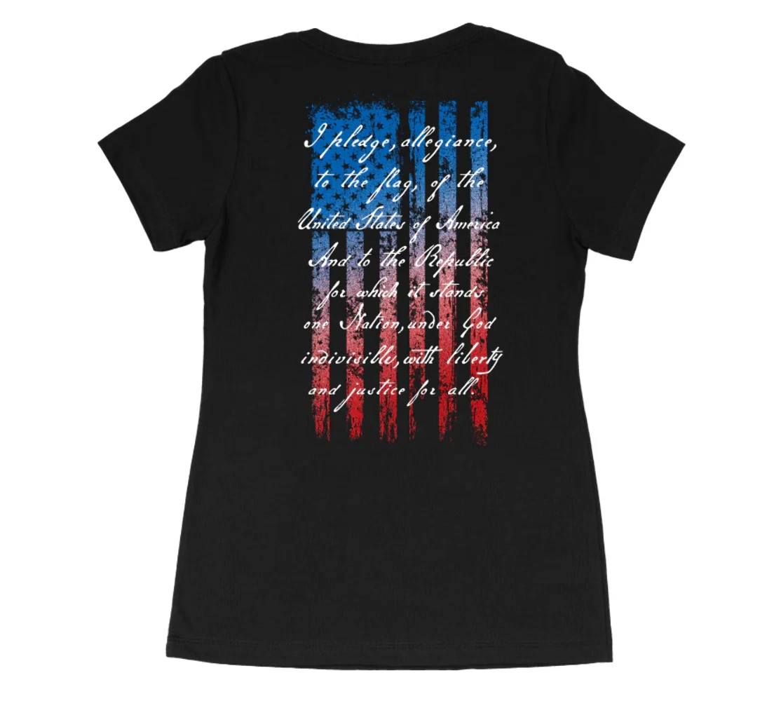 Howitzer Style Women's T-shirt Allegiance Flag Military Grunt MFG