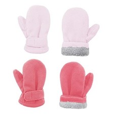 2 Pairs Toddler Mittens Unisex Lined Fleece L Fits 2-4 years Dark Pink pink