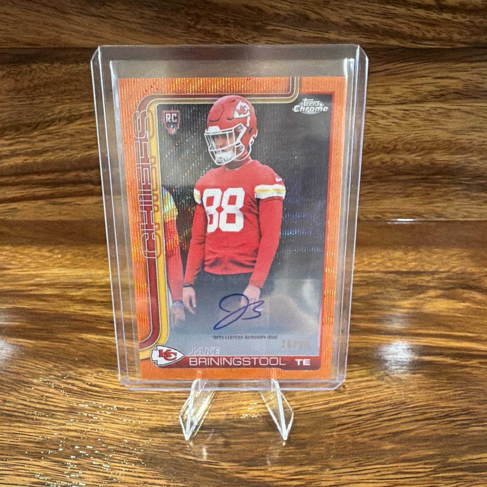 2025 Topps Chrome Jake Briningstool RC ORANGE WAVE AUTO /25 CHEIFS ROOKIE TE 
