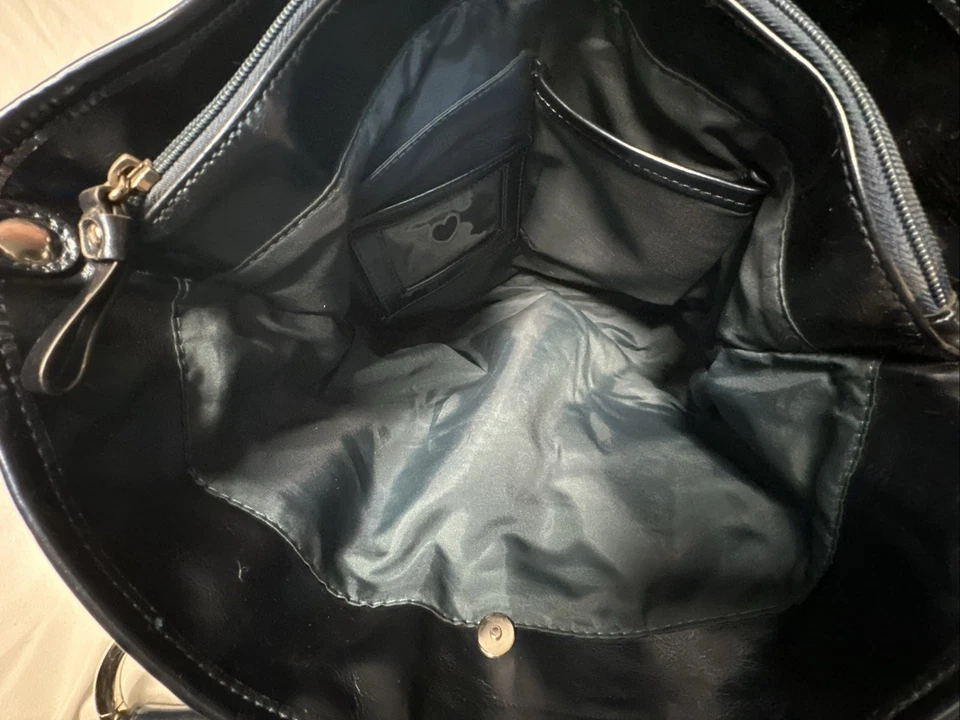 Giani Bernini Purse Blue Monogram Handbag Satchel Shoulder Bag Organizer - Image 4 of 4