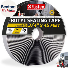 Butyl Tape RV Black, 3/4 in X 45 Ft, 1/8 in Thick EDPM Rubber Sealant Tape - Roo