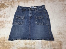 Vintage Old Navy Skirt Womens 10 Blue Denim Cargo Utility Stretch Mini 2000s