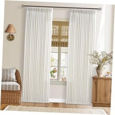 Pinch Pleated 90 Inch Linen Curtains 2 Panels 50"W x 90"L Pack of 2 Natural