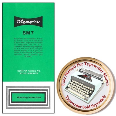 Olympia SM7 Typewriter Owner's Manual User Manual Instruction Manual Guide