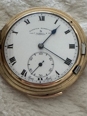 Thomas Russell & Sons Quarter Repeater Gold Plated Pocket Watch Full Hunter