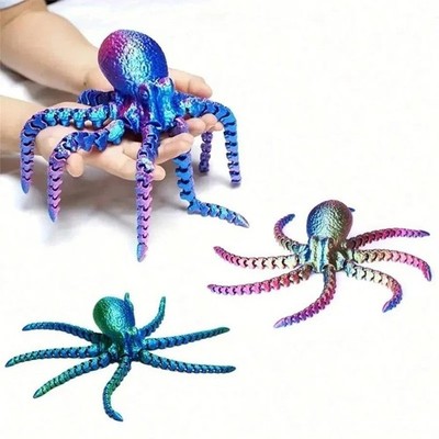 3D-Printed Articulated Octopus Figurine: A Realistic, Articulated Stress-Relief 