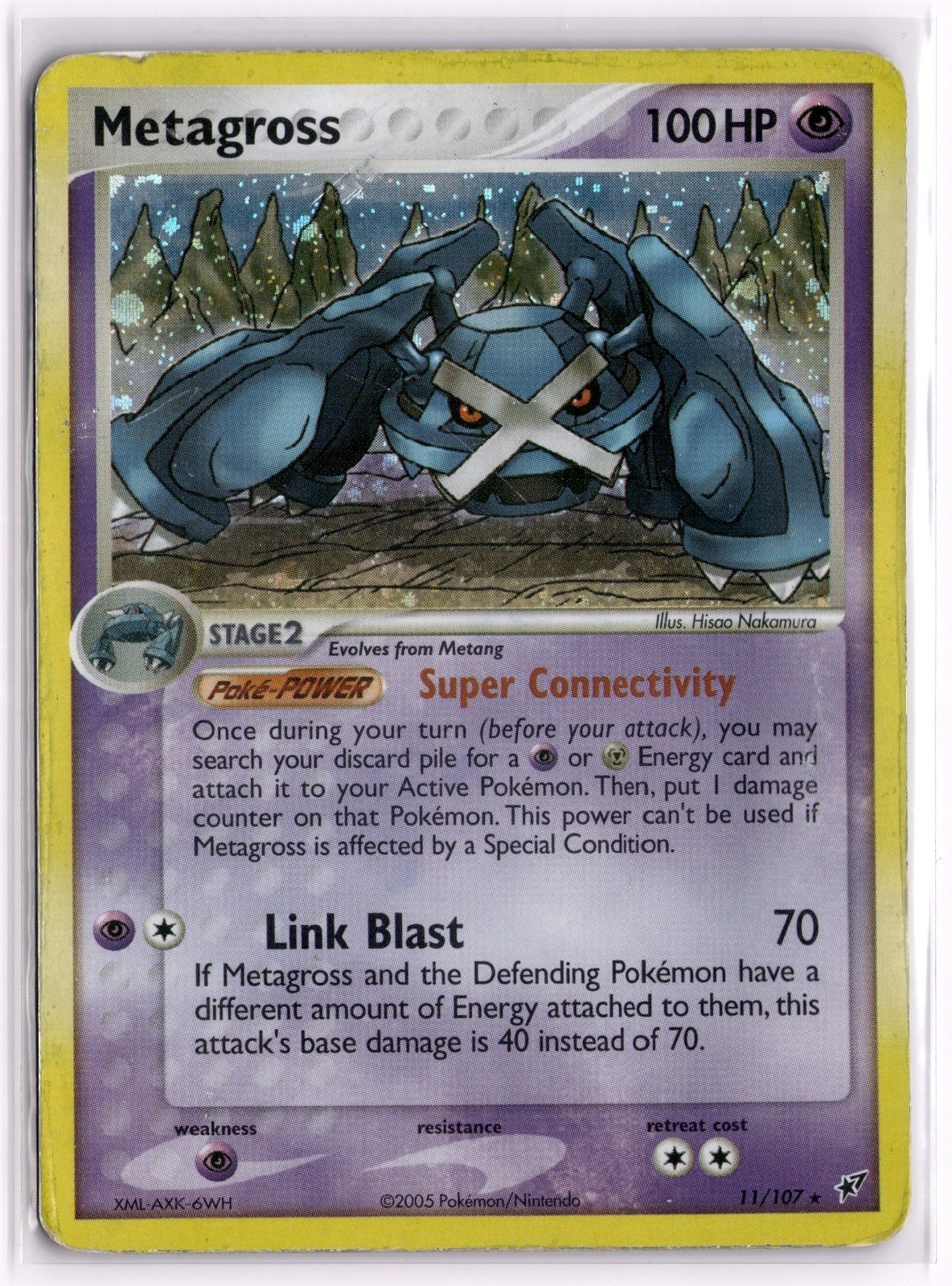 Metagross 11/107 Holo Rare Deoxys Pokemon Holo Heavily Played