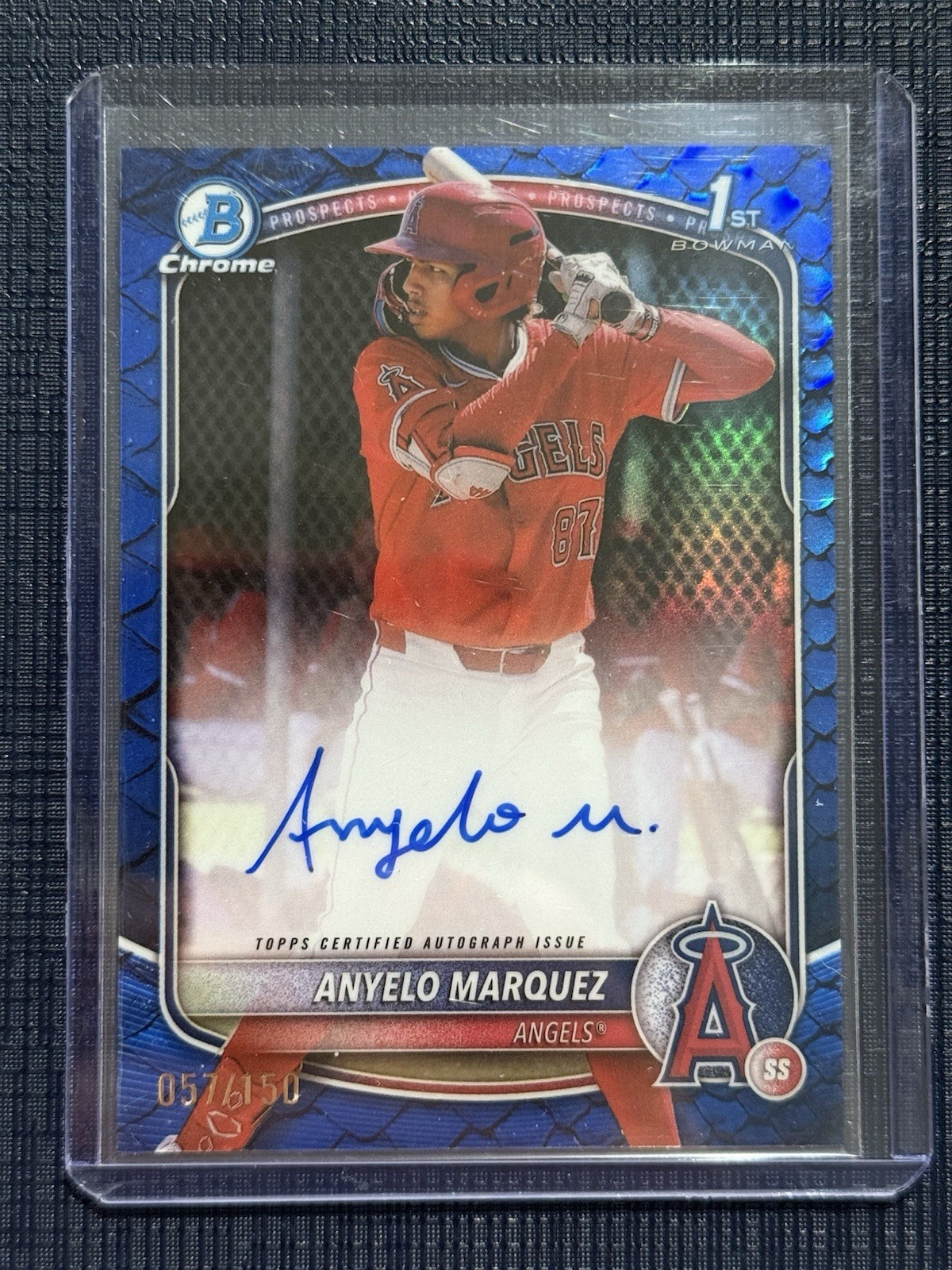 2025 Bowman Chrome ANYELO MARQUEZ 1st Blue Reptilian Auto /150 #CPA-AM LA Angels