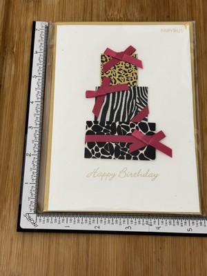 Papyrus Premium Greeting NEW Card Happy Birthday Gift Pile Cake Ribbon Zebra HOT
