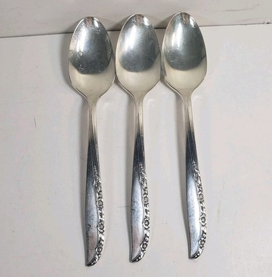 (3) VTG Oneida Wm Rogers BRITTANY ROSE Silver Plate Teaspoons 