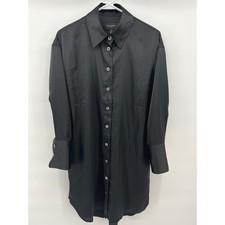Banana Republic Women S Shirt Dress Mini Black Satin Long Sleeve Minimalist Chic