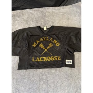 Vintage Bike Maryland Lacrosse Mesh Jersey Black Cropped Made in USA Large