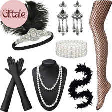 1920S Great Gatsby Accessories Set for Women Headpiece Headband Flapper Roaring