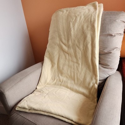 POTTERY BARN Linen Throw Blanket Yellow 85 x 85 Woven Reversible