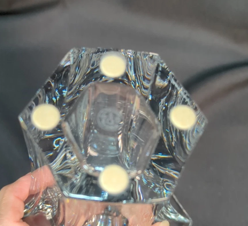 Винтажная ваза баккара хрусталь гинкго 9 1/2 дюйма Франция элегантное заявление тихая роскошь - Изображение 3 из 4