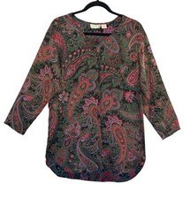 Victoria's Secret Sleep Shirt Small 90s 100 Silk Gold Label Floral Paisley