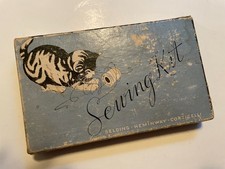 Vintge Kitty Cat Kittens theme Box Sewing Thread ..bx3