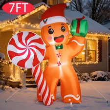 7 FT Christmas Inflatable Gingerbread Man Outdoor Blow UP Christmas Yard Decor
