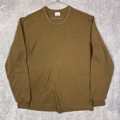 Helly Hansen Shirt Men XL Brown Wool Double Layer Base Fitted Sweatshirt Vintage