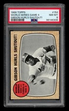 1968 Topps Set-Break #154 World Series Game 4 Gibson Hurls Shutout! PSA 8 NM-MT