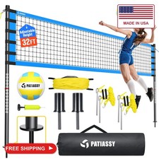 Outdoor Volleyball Net for Backyard, 32FT Anti-Sag Net with Steel Poles