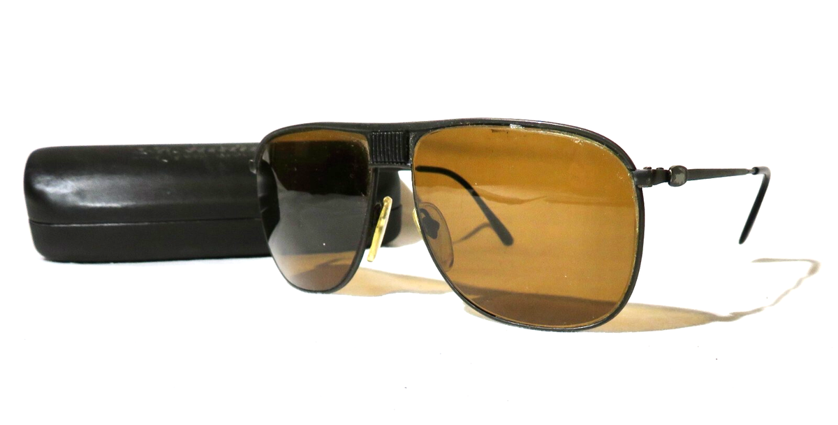 Vintage Lacoste 171 Aviator Black metal Sunglasses, brown 