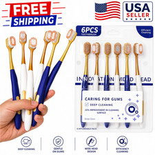 Soft Flossing Manual Toothbrush for Adults, Pack of 6, Assorted Colors