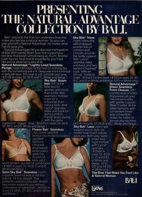 1978 Bali Lingerie Bra Print Ad Natural Advantage Collection