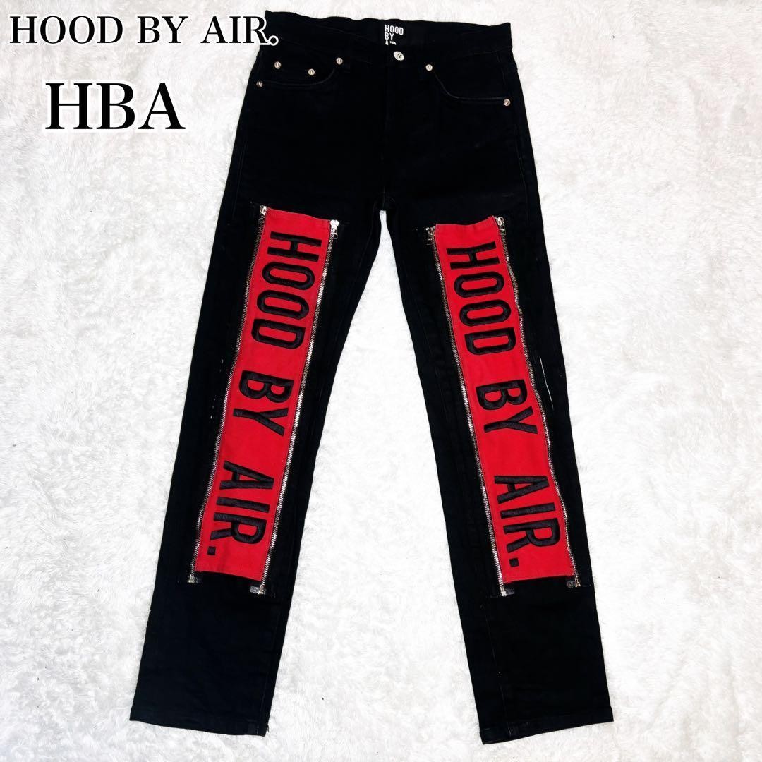 パンツ archive HOOD BY AIR double zip shorts HBA HOOD BY AIR Zip Denim Pants Size S Red Logo Archive Piece | eBay