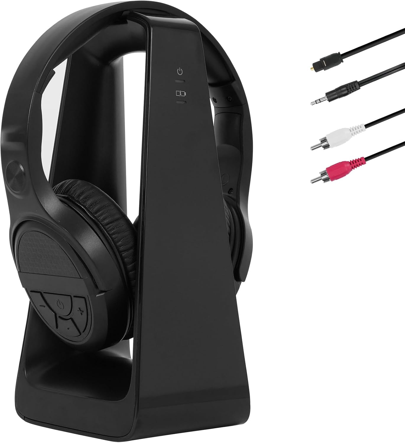 Cuffie TV Wireless per Anziani Con Pulsanti Grandi, Base Ricarica Trasmettitore