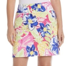 Rafaella Floral Pink Skort Women s Sz L Stretch Waist Tennis Tropical Hawaiian