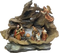 Nativita' Presepe Natale grotta in resina con luci grande 46 x 36 cm