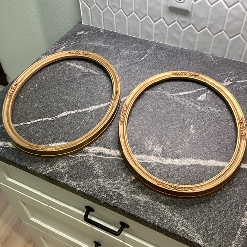 Set of 2 Vintage Home Interiors HOMCO Gold Tone Oval Picture Photo Frames 