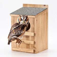 Screech Owl House with Bird Stand - Large Cedar Premium and Weatherproof Design 