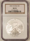 New Listing2006-W $1 BURNISHED AMERICAN SILVER EAGLE, 1 OZ .999 – NGC MS-70