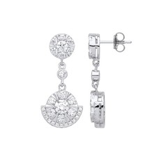 Silver Jewelco London CZ Egyptian Collar Cluster Drop Earrings