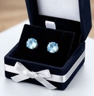 GENUINE 8.76 Cts AQUAMARINE STUDS EARRINGS 14K WHITE GOLD - Free Appraisal - NWT — photo 7