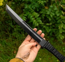 CUSTOM HANDMADE SPRING STEEL 5160 HUNTING TANTO KNIFE W/LEATHER SHEATH | CAMPING