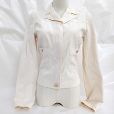 Chanel Ladies Cotton Silk Jacket Cream Size 36 Jackets France 4152677