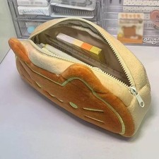 Cat Pencil Case Plush Pouch - Soft Toast Design Stationery Organizer Holds R5K3