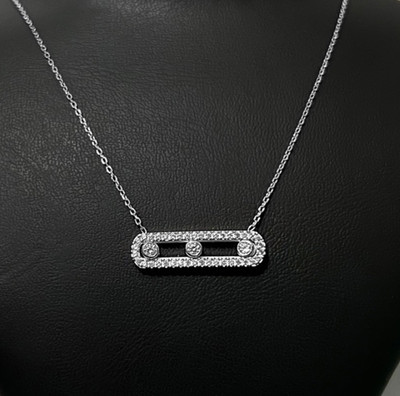 Sterling Silber Messika Halskette mit Zirkonia Stein zum Bewegen