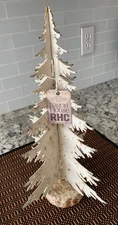 Christmas Ragon House 14.5" Distressed White Tree with Faux Wood Base