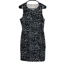 J Crew Black Green Leopard Print Sleeveless Sheath Dress Womens 0