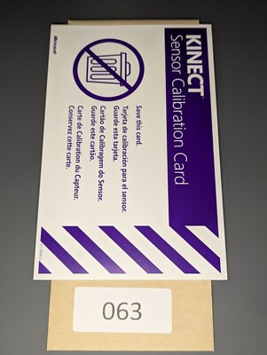 Kinect Sensor Calibration Card (Microsoft Xbox 360, 2010)  **INSERT ONLY**