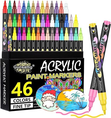 46 Colors Acrylic Paint Pens Extra Fine Tip Acrylic Paint Markers For Rock Pa...