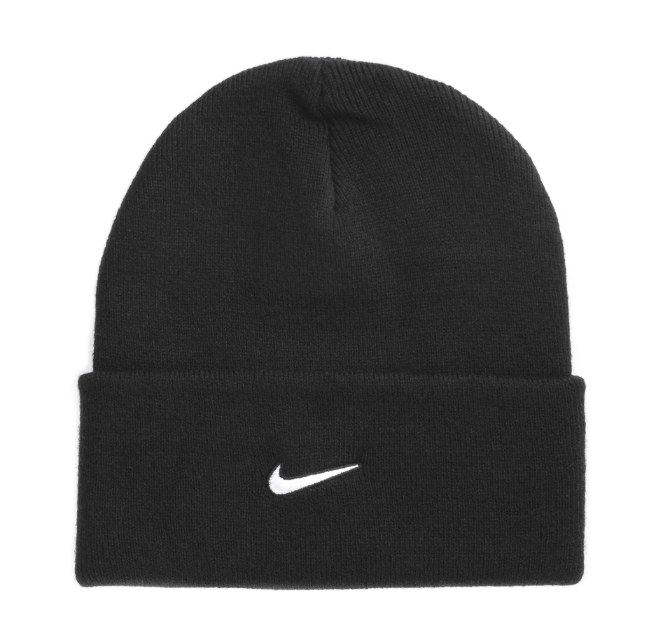 New Nike Peak Tall Cuff Black Swoosh Beanie/Hat