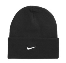 New Nike Peak Tall Cuff Black Swoosh Beanie/Hat